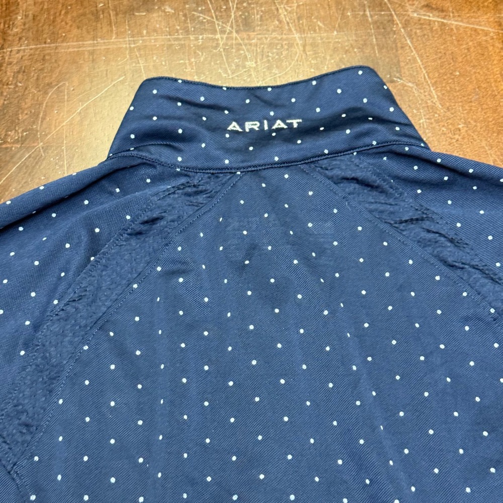Ariat Quarter 1/4 Zip Top Women M Navy Blue Polka Dot AriatTEK Performance Shirt - Picture 10 of 10